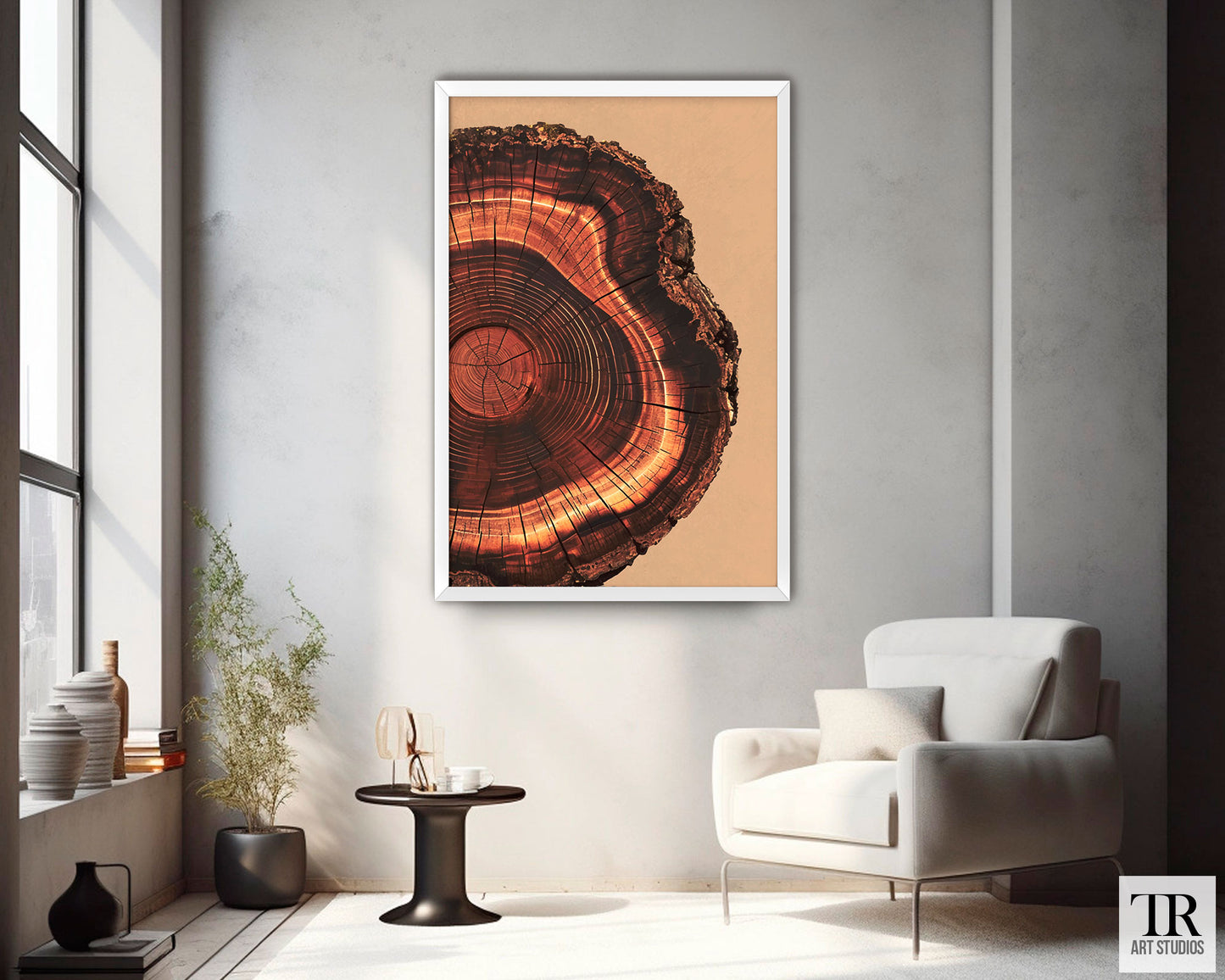 Mahogany Tree Ring Cross Section Art Print - Nature-Inspired Matte Print & Framed Options